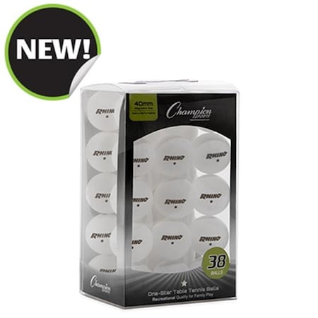 Champion Sports Champion Sports 1STAR38WH 4.75 x 3.75 x 7.9 in. 1 Star Table Tennis; White - 38 per Pack 1STR38WH